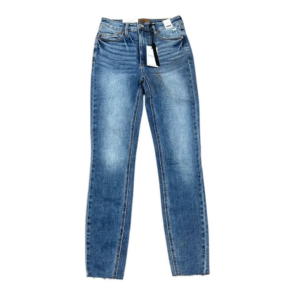 NWT Judy Blue Skinny Raw Hem Jeans 3/26 Blue